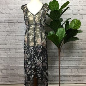 Kimchi Blue Sheer Long Dress Floral Cover Up BoHo